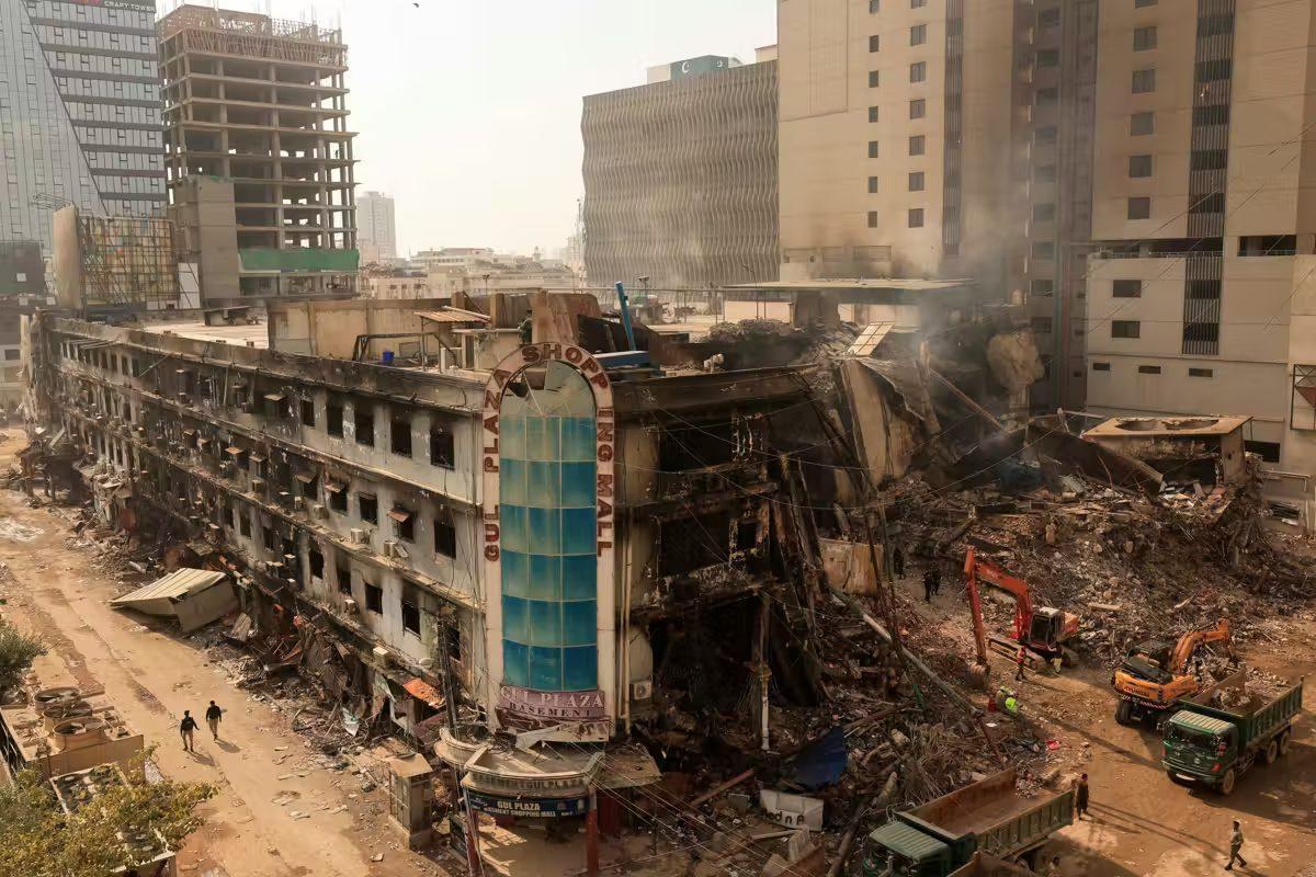 Gul Plaza aftermath aerial view, January 22 2026 (Nukta)